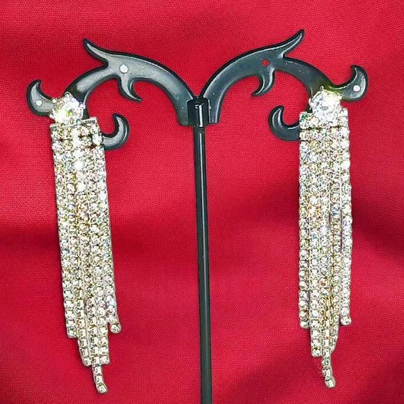 HP 🎉 Sterling Silver Diamond Chandelier Dangle Drop Earrings Romantic Boho Chic - Picture 5 of 13